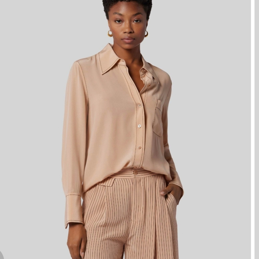 EQUIPTMENT Dillon Silk Blouse Blush Pocket Front Sz XS NWOT